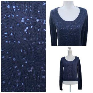 Vintage Y2K Women's Mudd Crew Neck Sweater XL Navy Silver